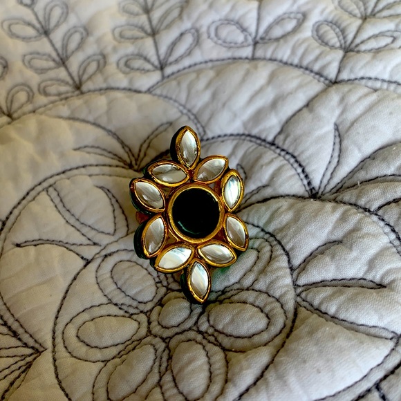 Statement Cocktail Ring in Kundan - Picture 1 of 7